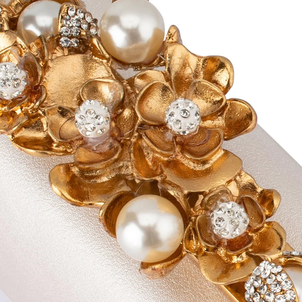 Olga Berg GABRIEL Pearl Embellished Clutch - White