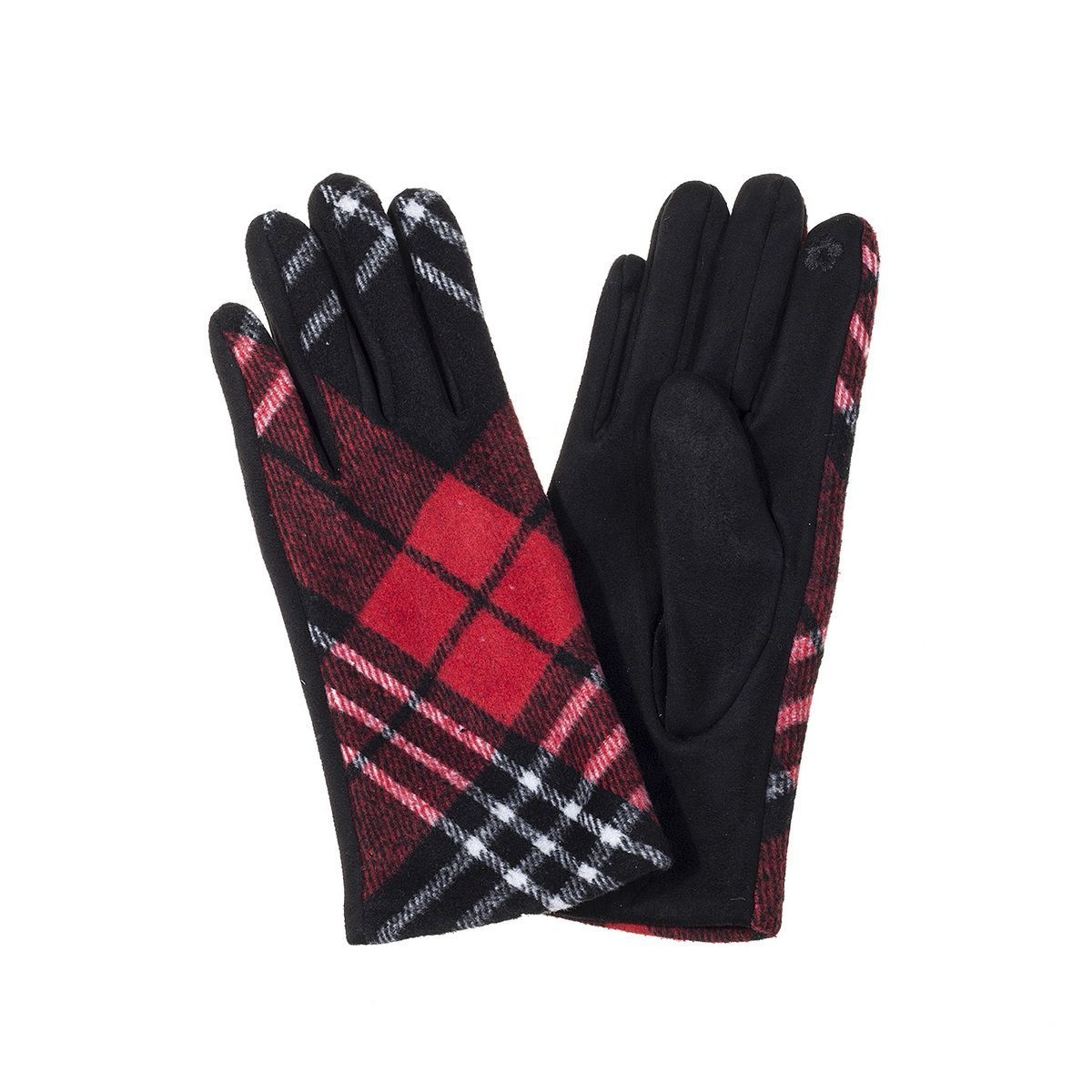Ivys Cosy Check Touch Gloves - Red