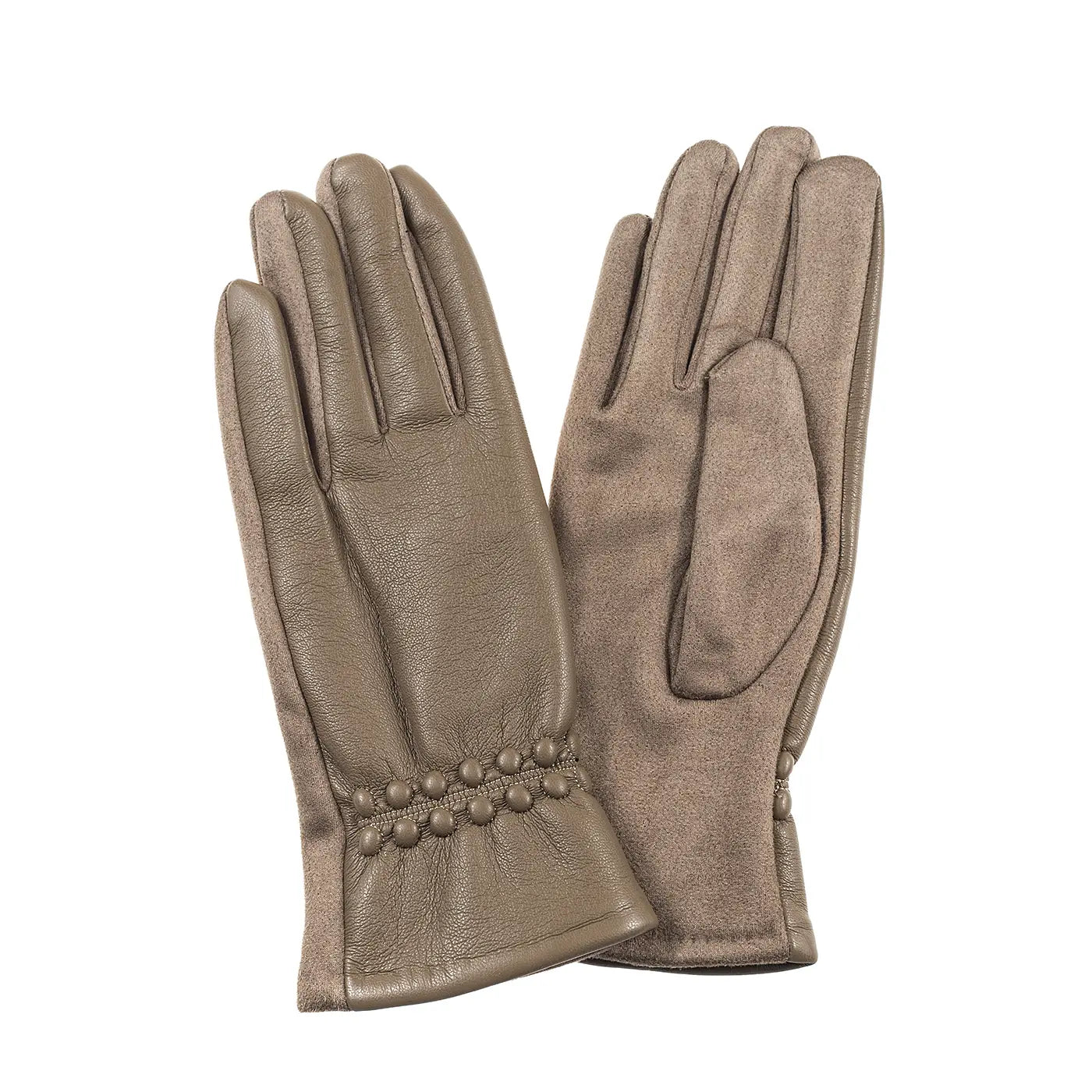 Ivys Button Detail Leather-Look Gloves