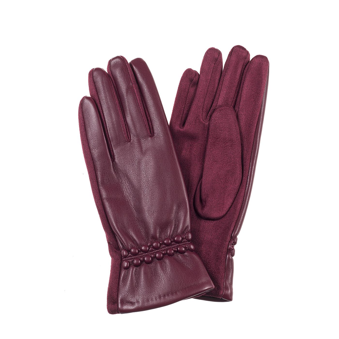 Ivys Button Detail Leather-Look Gloves