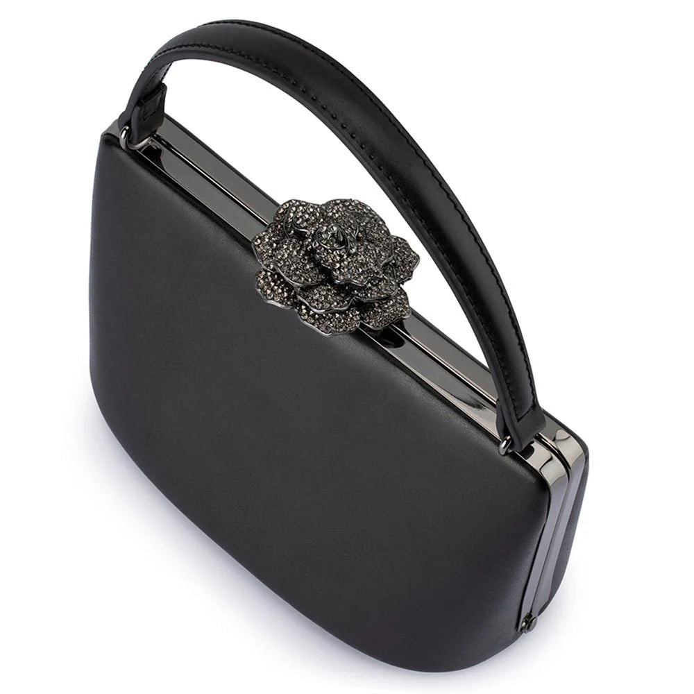 Olga Berg GRACE Embellished Frame Bag - Black