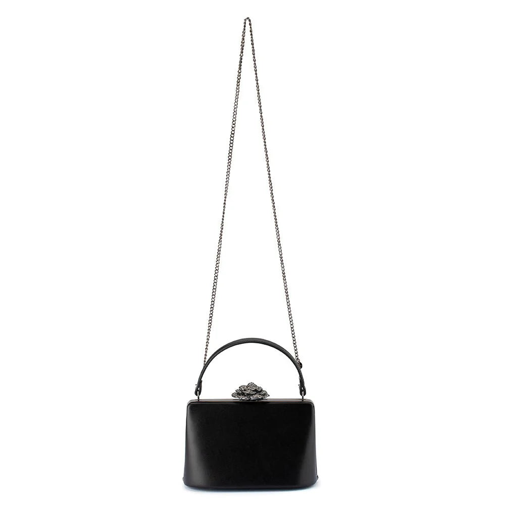 Olga Berg GRACE Embellished Frame Bag - Black