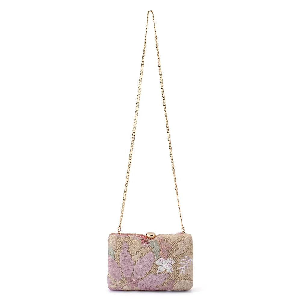 Olga Berg GRETA Floral Clutch - Blush
