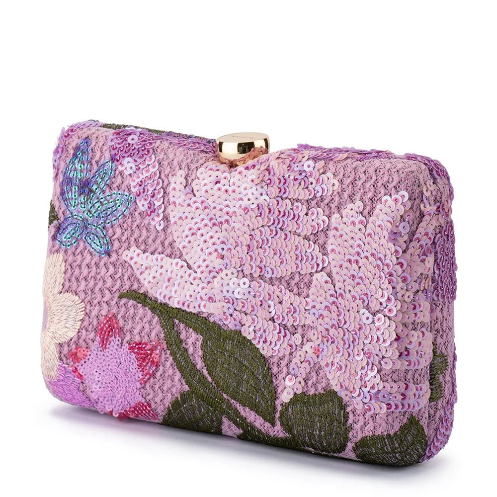 Olga Berg GRETA Floral Clutch - Lilac