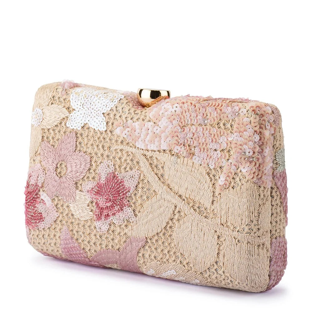 Olga Berg GRETA Floral Clutch - Blush