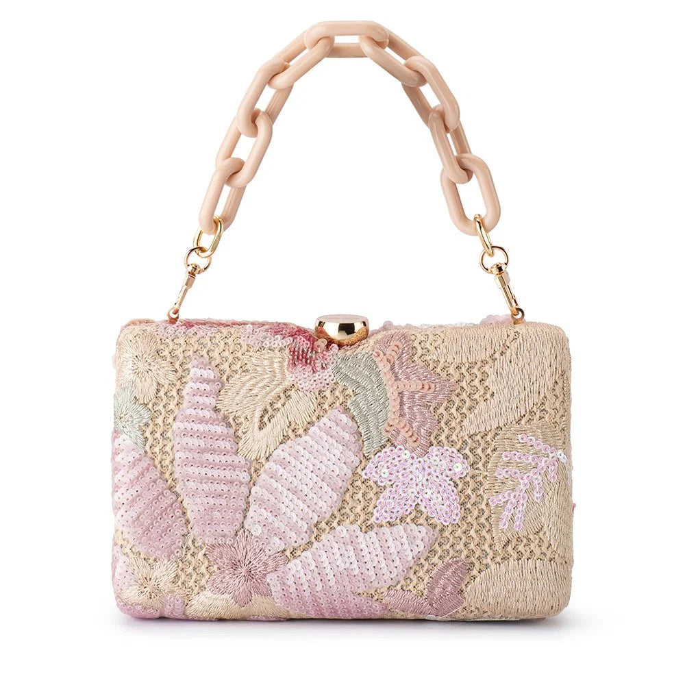 Olga Berg GRETA Floral Clutch - Blush