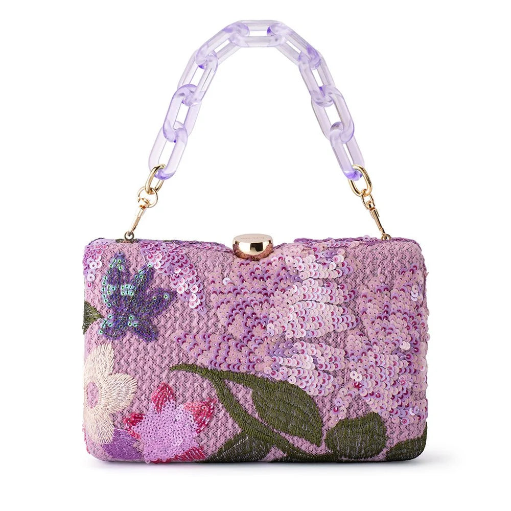 Olga Berg GRETA Floral Clutch - Lilac