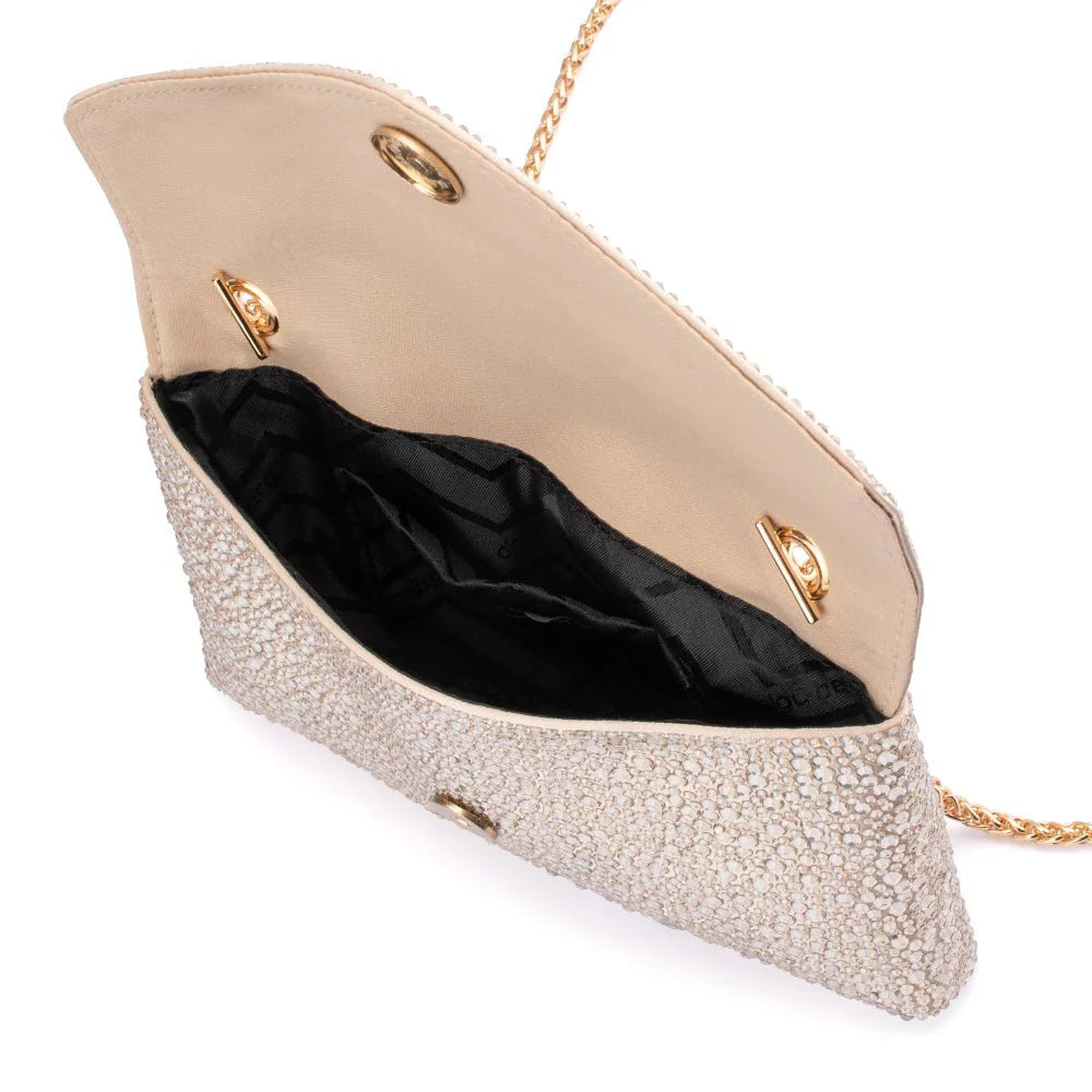 Olga Berg HATTIE Crystal Shoulder Bag - Champagne