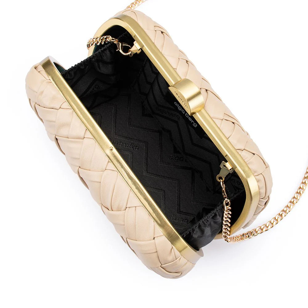 Olga Berg Haven Woven Clutch - Natural