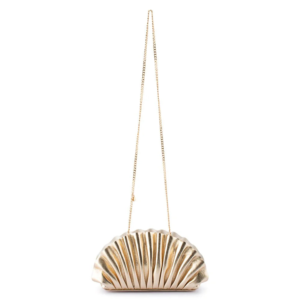 Olga Berg HOLLIE Pleated Clutch - Gold