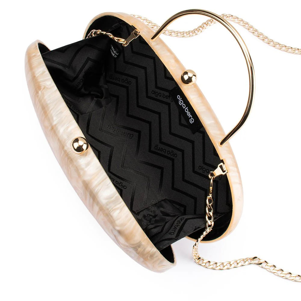 Olga Berg Imelda Acrylic Top Handle Bag - Natural