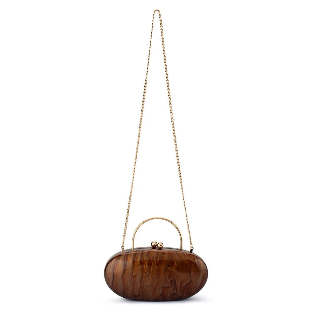 Olga Berg IMELDA Acrylic Top Handle bag - Chocolate