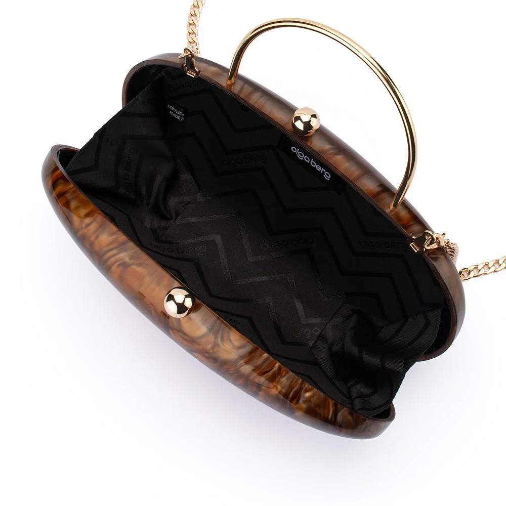 Olga Berg IMELDA Acrylic Top Handle bag - Chocolate