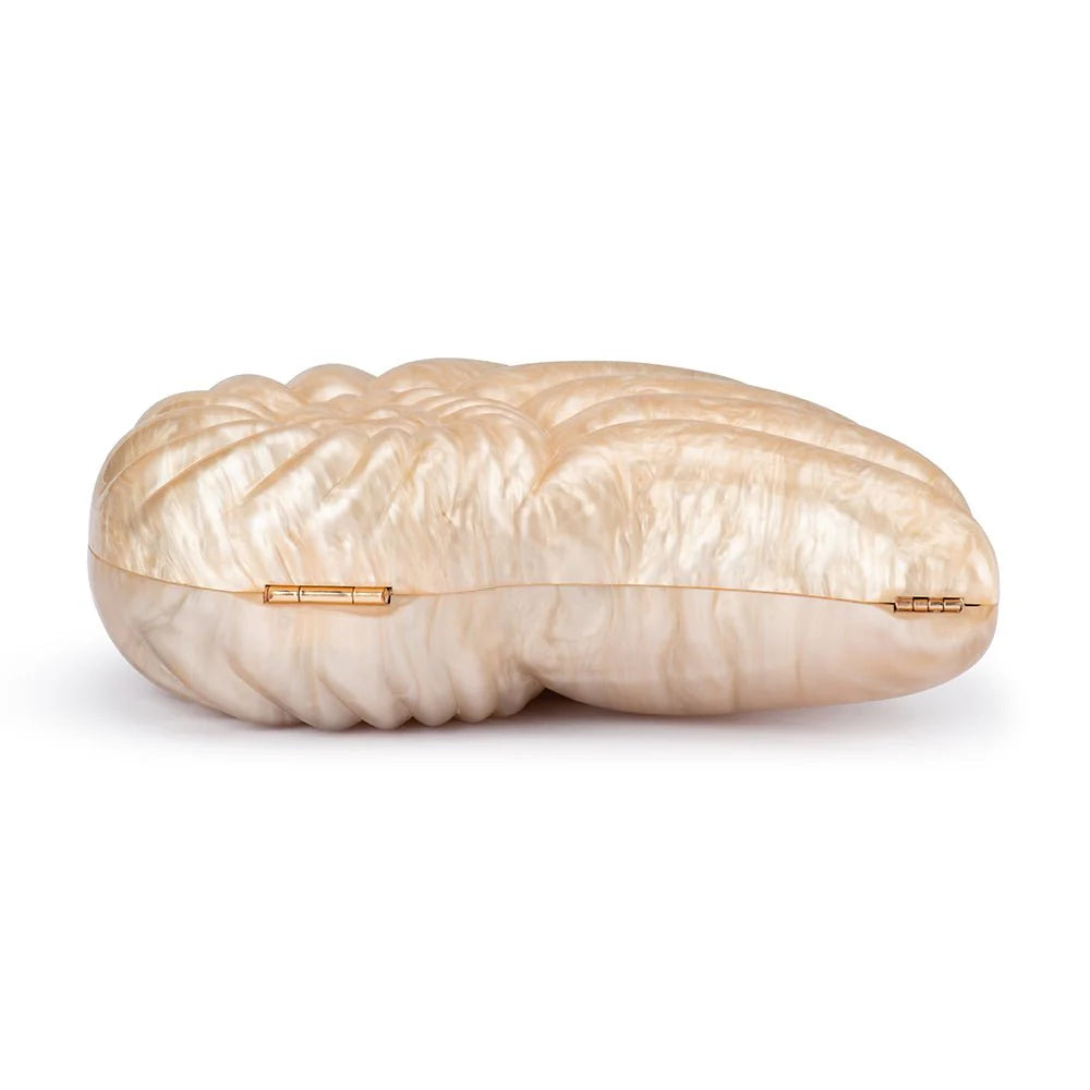 Olga Berg Indi Acrylic Shell Clutch - Natural