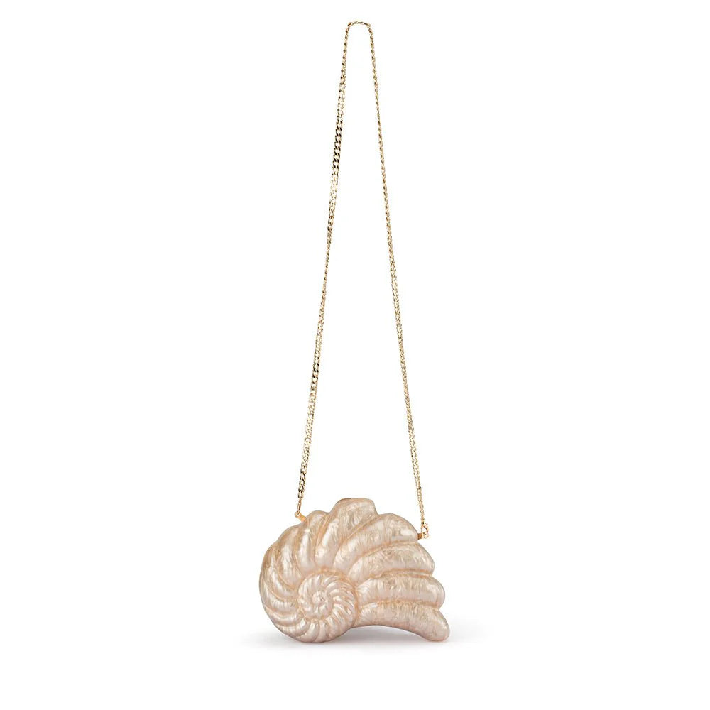 Olga Berg Indi Acrylic Shell Clutch - Natural