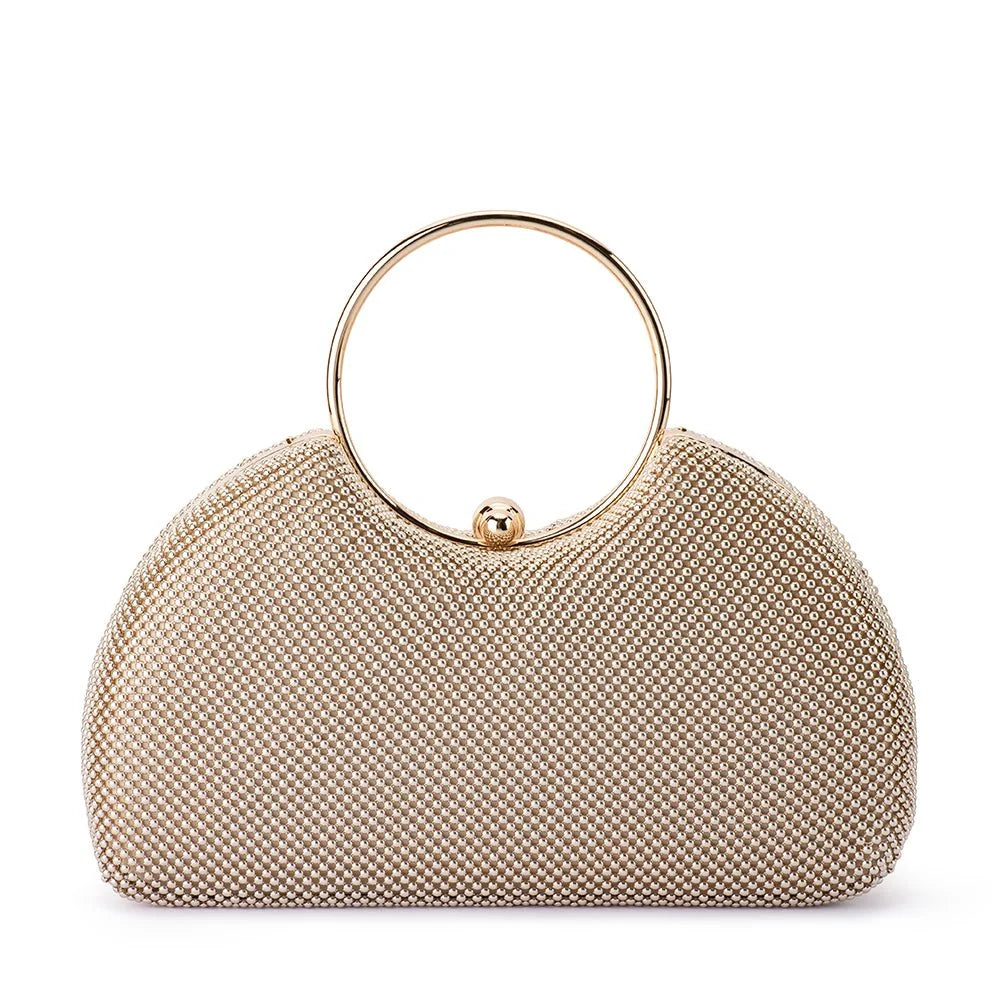 Olga Berg JAMIE Ball Mesh Top Handle - Gold
