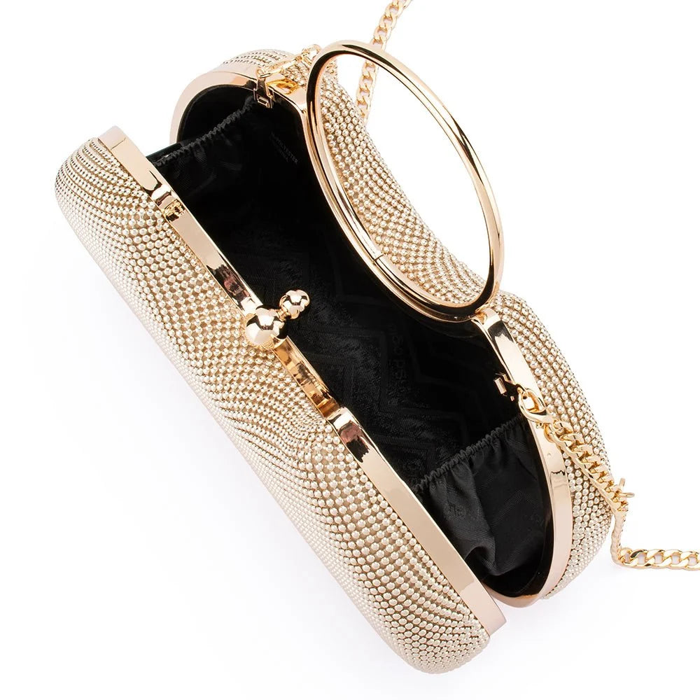 Olga Berg JAMIE Ball Mesh Top Handle - Gold