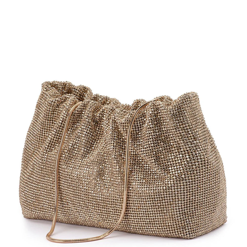 Olga Berg JESSIE Crystal Mesh Pouch - Gold