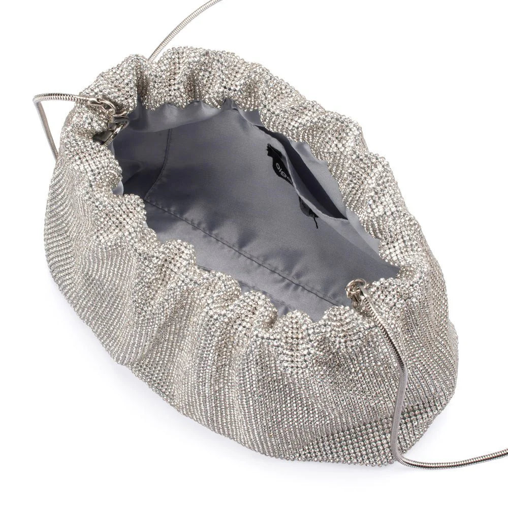 Olga Berg JESSIE Crystal Mesh Pouch - Silver