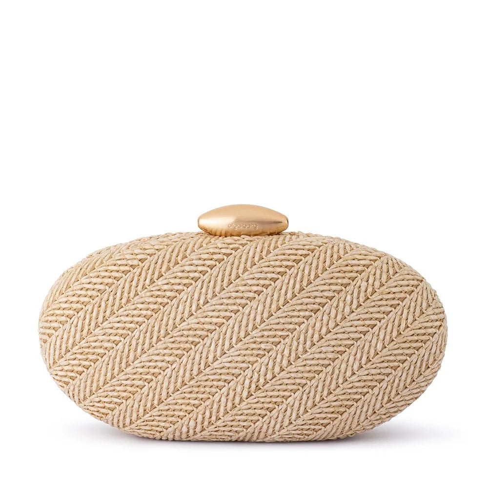 Olga Berg JOSIE Woven Clutch - Natural