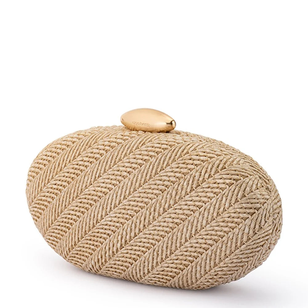 Olga Berg JOSIE Woven Clutch - Natural