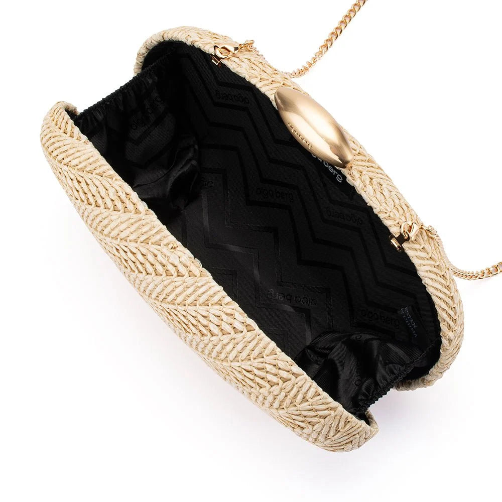 Olga Berg JOSIE Woven Clutch - Natural