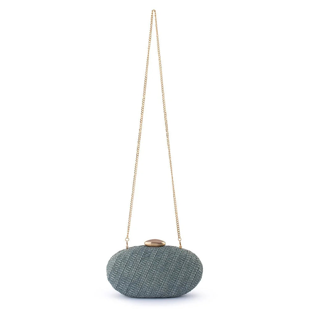 Olga Berg JOSIE Woven Clutch - Blue