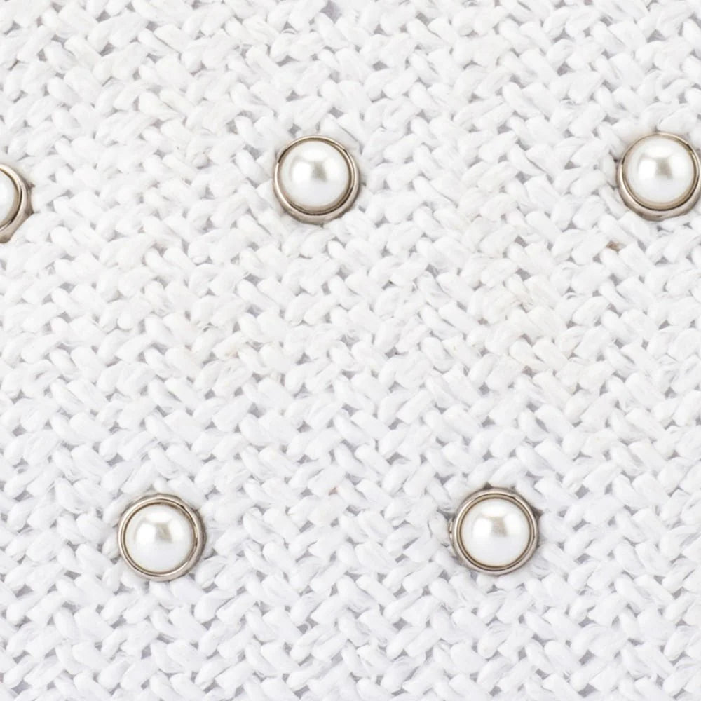 Olga Berg Kaia Studded Woven Clutch - White