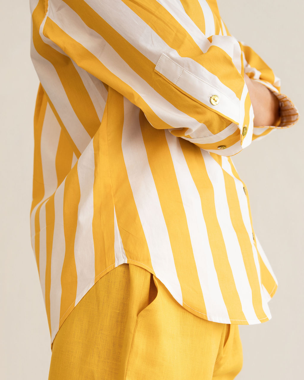 Kaleido 3/4 Sleeve Classic Shirt - Mango Block Stripe