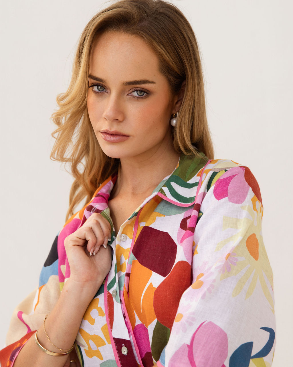 Kaleido Shirtmaker Dress With Trim - Bloom Burst
