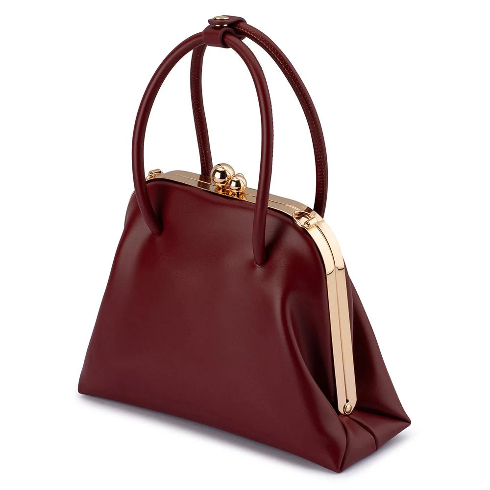 Olga Berg LEANDRA Top Handle Bag - Burgundy