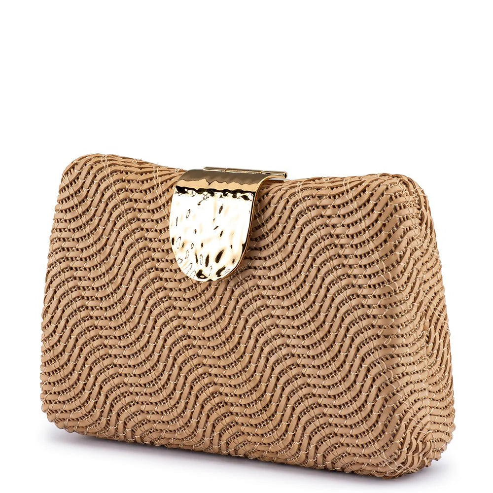 Olga Berg LINDY Woven Clutch - Natural
