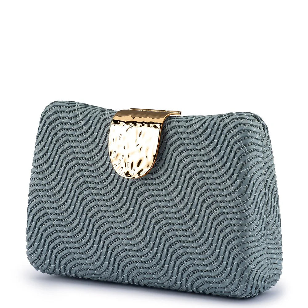 Olga Berg LINDY Woven Clutch - Blue
