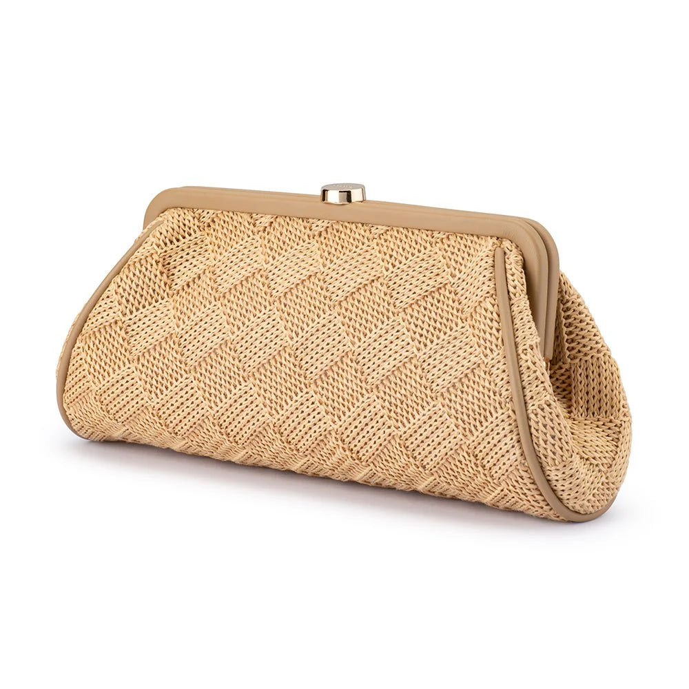 Olga Berg Lois Woven Frame Bag - Natural