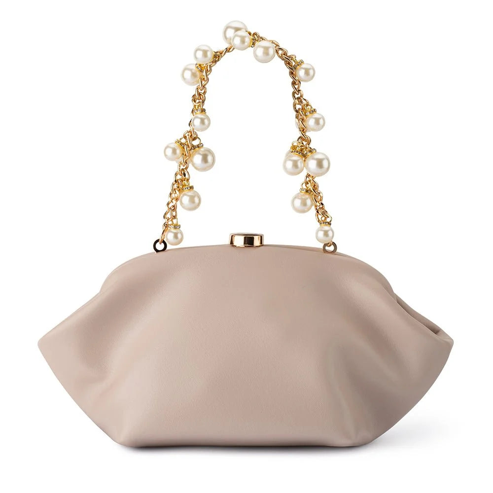 Olga Berg MARINA Pearl Clutch - Natural