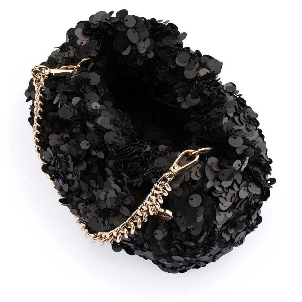 Olga Berg Mattie Sequin Pouch - Black