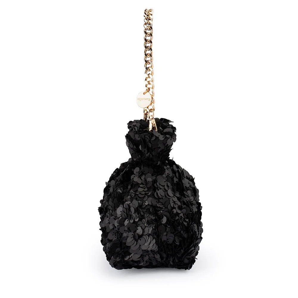 Olga Berg Mattie Sequin Pouch - Black