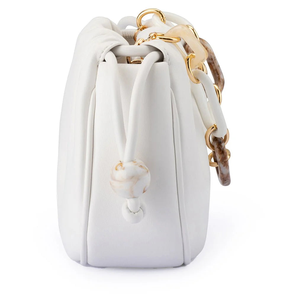 Olga Berg Mavis Acrylic Handle Pouch - White