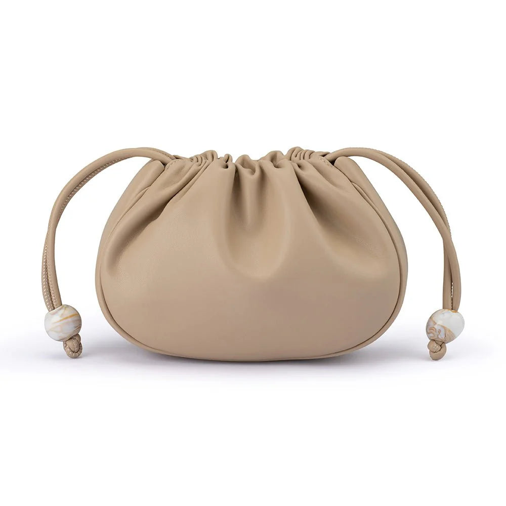 Olga Berg Mavis Acrylic Handle Pouch - Natural