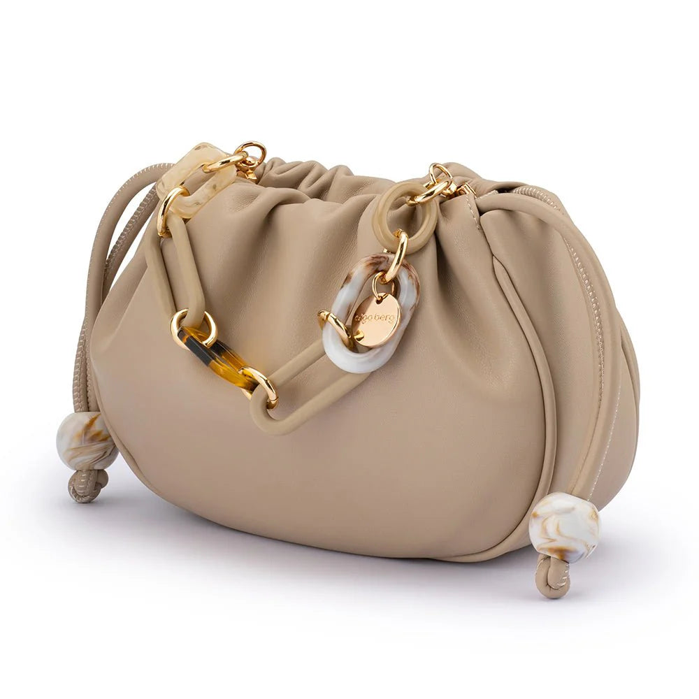 Olga Berg Mavis Acrylic Handle Pouch - Natural
