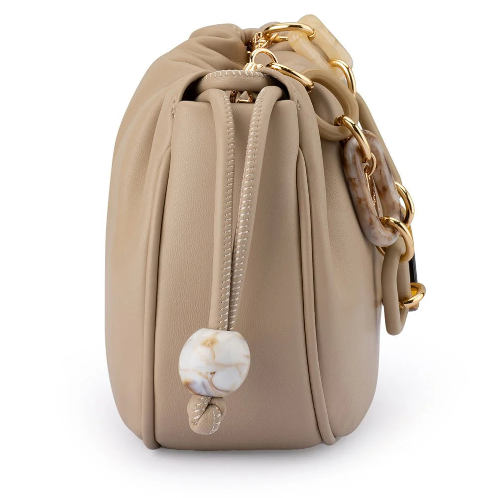 Olga Berg Mavis Acrylic Handle Pouch - Natural