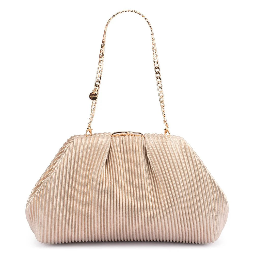 Olga Berg NAOMI Pleated Clutch - Gold