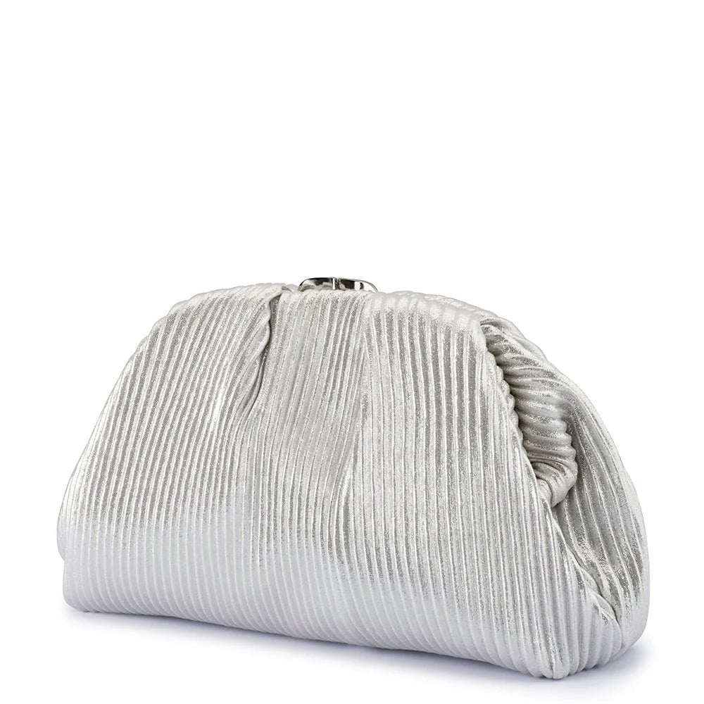 Olga Berg NAOMI Pleated Clutch - Silver