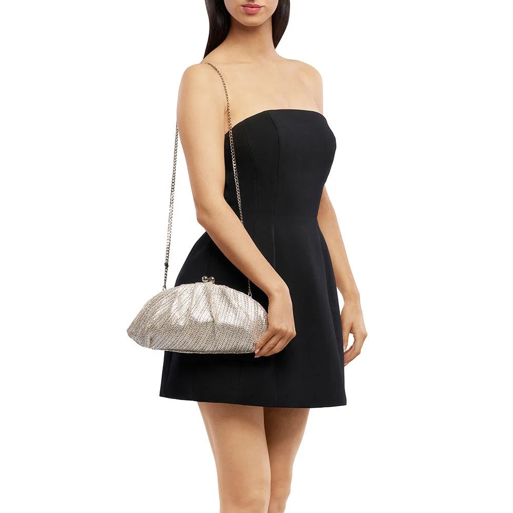 Olga Berg RITA Woven Clutch - Silver