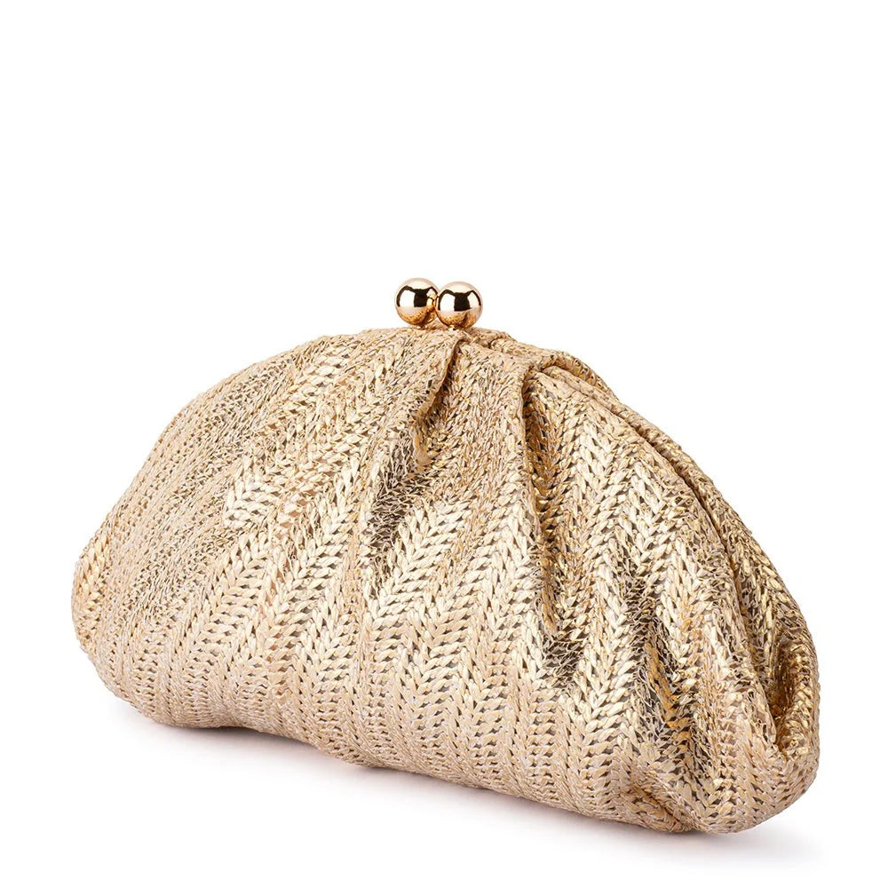 Olga Berg RITA Woven Clutch - Gold