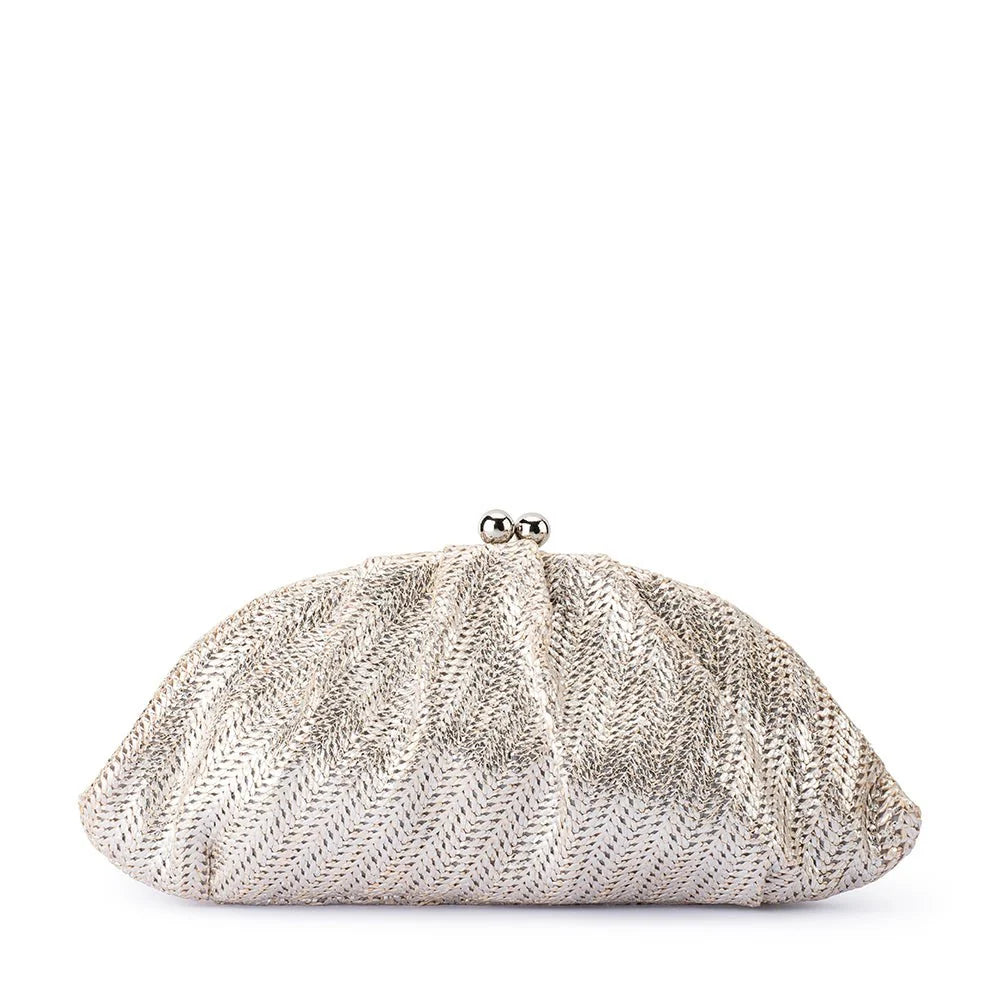 Olga Berg RITA Woven Clutch - Silver