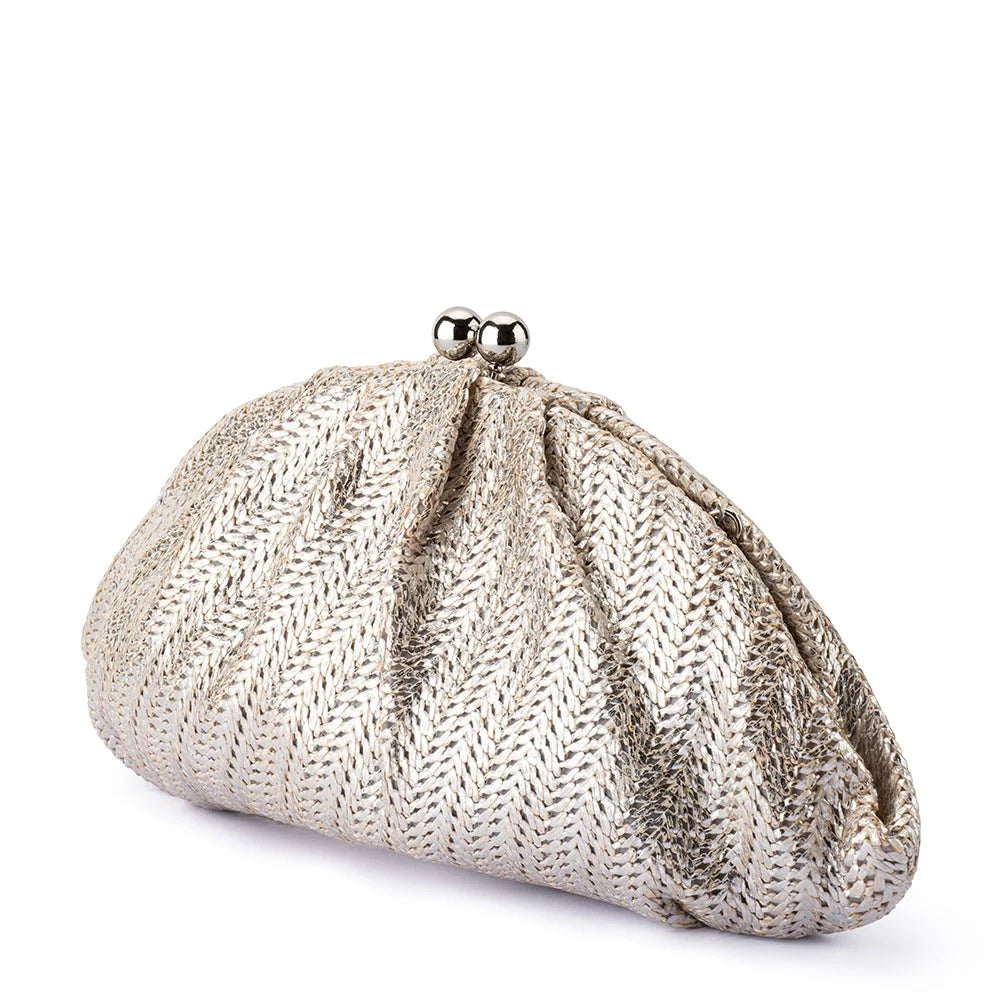 Olga Berg RITA Woven Clutch - Silver
