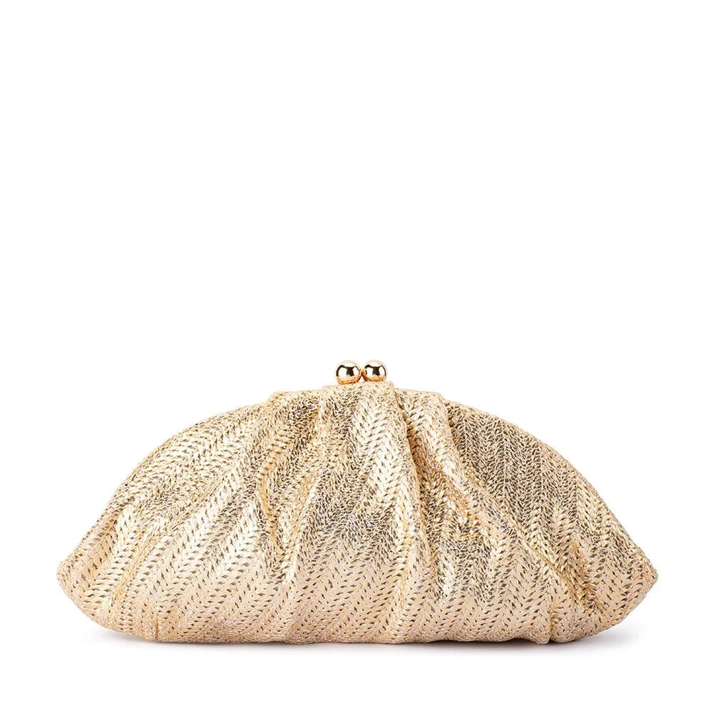 Olga Berg RITA Woven Clutch - Gold
