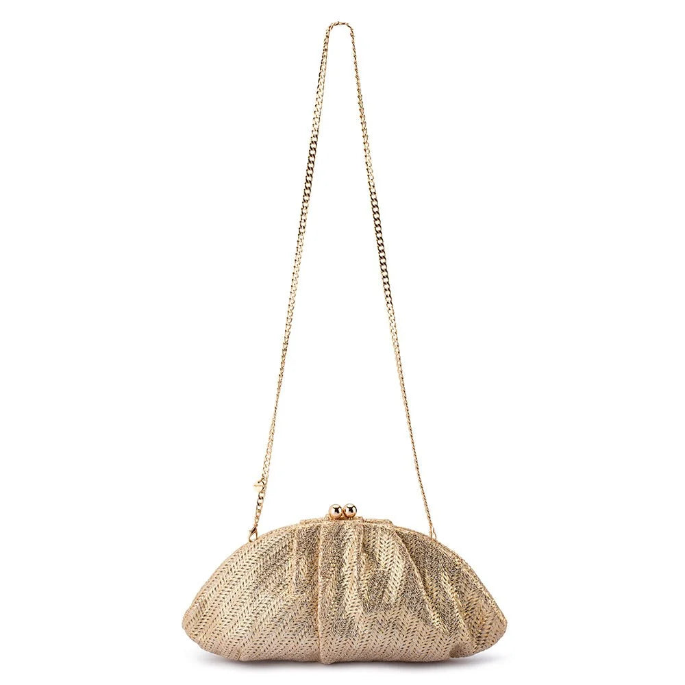 Olga Berg RITA Woven Clutch - Gold