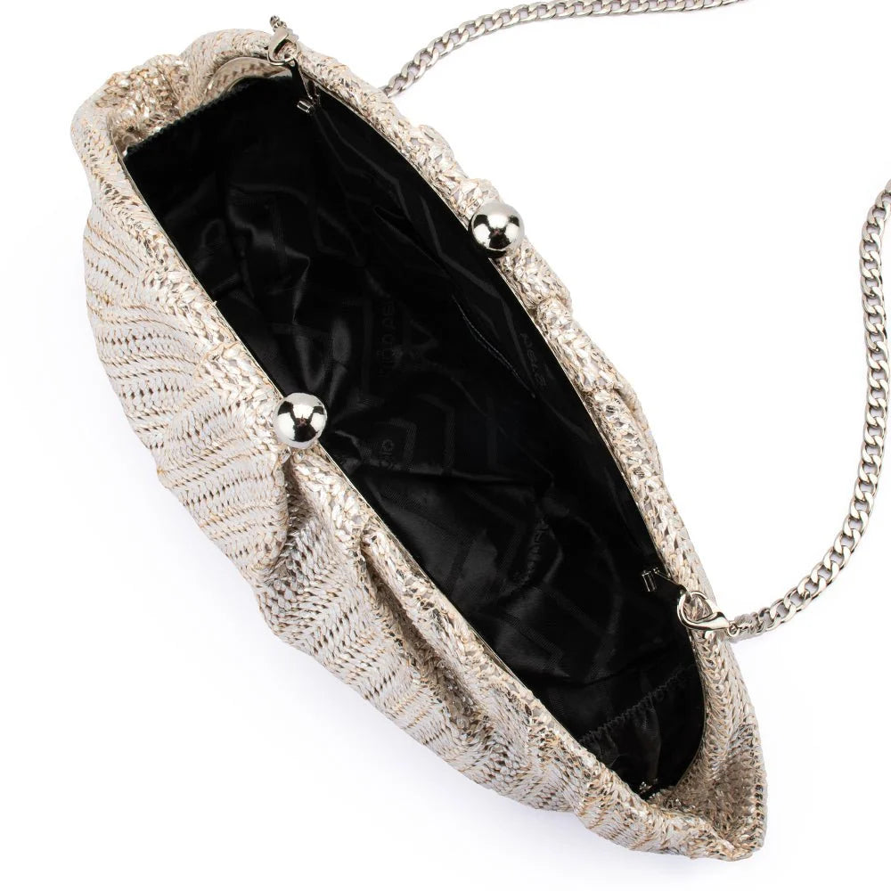 Olga Berg RITA Woven Clutch - Silver